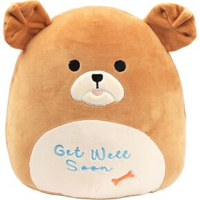 Easfan Get Well Soon Stuffed Bear Plush Pillow, Feel Better Injured Teddy Cozy Snuggle Toy Animal with Adhesive Bandage, Adorable Soft Gifts for Patients Boys Girls After Surgery, Brown, 13''