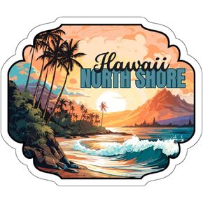 Waikiki Beach Hawaii Sticker Weatherproof Vintage Decal Vinyl Small Waterproof for Water Bottle Mug Passport Book Scrapbook Notebook Laptop Tumbler Skateboard Computer Phone Size 4" Funny Gift