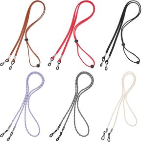 6 PCS Eyeglass Straps for Men Women, Imitation Suede Eyeglasses Holder Lanyard String Around Neck, Dark Colors Glasses Chain Cord(2 Styles, 6 Colors)