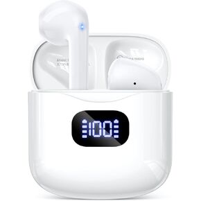 Wireless Earbuds Bluetooth 5.3 Headphones, 40Hrs Playback Stereo Ear Buds with LED Display Charging Case IPX7 Waterproof in-Ear Earphones with Mic for Phone Tablet Laptop Sports