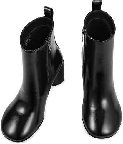 أحذية الكاحل النسائية من ويت كيس مع عرض واسع ومقدمة مستديرة وكعب مكتنز وأحذية طويلة للكاحل بسحاب وكعب عالٍ وأحذية قصيرة عصرية لحفلات العمل اليومية in Kuwait