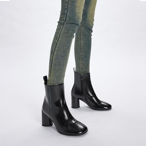 أحذية الكاحل النسائية من ويت كيس مع عرض واسع ومقدمة مستديرة وكعب مكتنز وأحذية طويلة للكاحل بسحاب وكعب عالٍ وأحذية قصيرة عصرية لحفلات العمل اليومية in Kuwait