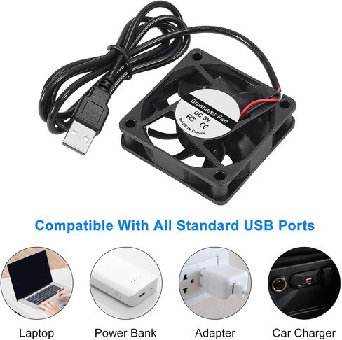 4 قطع 12025 مروحة 120 × 120 × 25 مم تيار مستمر 5 فولت 120 مم × 25 مم USB مروحة تبريد للكمبيوتر الشخصي، محمل كروي بديل 120 مم 4.72 بوصة لتبريد مروحة الكمبيوتر الشخصي - USB in Saudi Arabia
