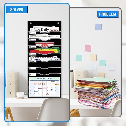 11 Pockets Hanging Wall File Organizer 45 ½" L x 15 ¾" W Letter/ Legal Size Storage Pocket Chart for File Folders, Mail Perfect for Classroom, Home, Office Use, with 12 Name tags & 3 Set of Hooks in Kuwait