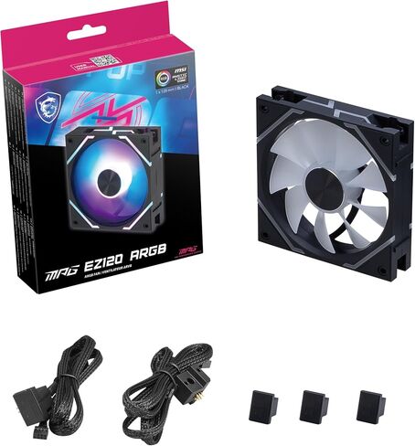 MSI MPG EZ120 ARGB WHITE-1W Fan - 120mm ARGB Fan, Fluid Dynamic Bearing with Extra nut Fixing, Mystic Light & Cooling Wizard Support with MSI motherboards, 1900RPM, 2 Years Warranty in Saudi Arabia