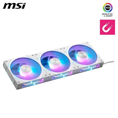 MSI MPG EZ120 ARGB WHITE-1W Fan - 120mm ARGB Fan, Fluid Dynamic Bearing with Extra nut Fixing, Mystic Light & Cooling Wizard Support with MSI motherboards, 1900RPM, 2 Years Warranty in Saudi Arabia