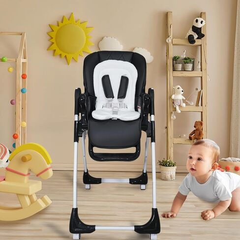 4 in 1 Baby High Chair, High Chairs for Babies and Toddlers, Foldable Highchair with 4 Wheels, 4 Levels of Recline and 7 Levels of Height Adjustment (Black) in Saudi Arabia