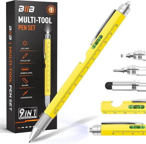 BIIB Birthday Gifts for Men, 9 in 1 Multitool Pen Gifts for Men, Stocking Stuffers for Adults Men, Mens Gifts for Dad Husband, Dad Gifts for Him, Gifts for Men Who Have Everything, Tools for Men in Kuwait