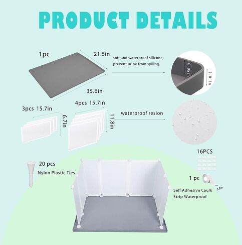 Bencacawinstyle Dog Puppy Pad Enclosure Splash Guard مع حصيرة غير قابلة للانزلاق، صينية حامل وسادة تبول مانعة للتسرب للكلاب الصغيرة تعمل مع معظم منصات التدريب وسهلة التنظيف. in Kuwait
