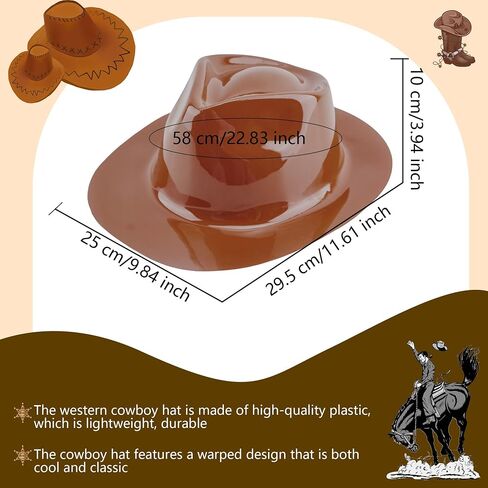 SGBETTER 15 Pcs Plastic Cowboy Hats Bulk Western Cowboy Cowgirl Party Hat Brown Wide Brim Cowboy Hat for Adult Kids Western Party Costume Accessories in Saudi Arabia