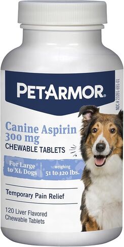 PetArmor Aspirin for Small Dogs, Fast Acting Anti-Inflammatory and Pain Relief For Dogs, Vet-Quality Joint Support and Pain Meds for Dogs, 75 Liver Flavored Tablets in Kuwait