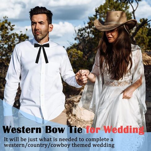 Western Bow Ties for Men Women, Black Colonel Velvet Ribbon String Cowboy Bowtie for Costume Uniform in Saudi Arabia