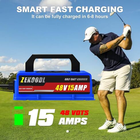 48 Volt Golf Cart Battery Charger for EZGO,15 Amp Trickle Charge Golf Cart Charger 110V-240V,16FT Cable, 4-6 Hours Full Charge Portable Golf Cart Charger for Lead Acid Battery,AGM,Gel in Saudi Arabia