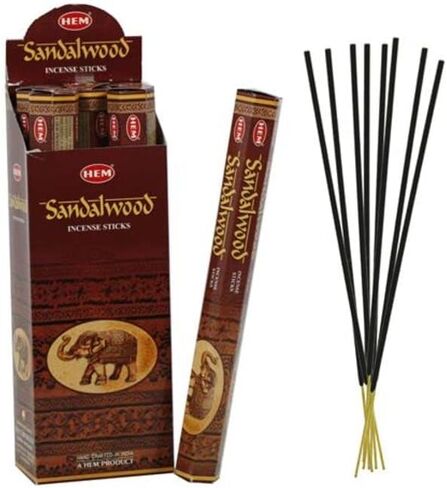 بخور خشب الصندل، 120 عود في 6 عبوات من علامة هيم التجارية، ملفوف يدويًا في الهند. in Kuwait