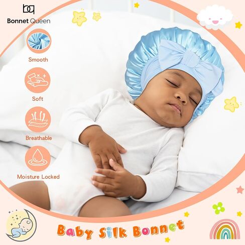 BONNET QUEEN 2Pcs Double Layer Baby Bonnet Kid Bonnet Satin Lined Bonnet Silk Bonnet for Girls Boys Toddler Infants with tie Band Bow 6-12 Months Pink+Lilac in Saudi Arabia