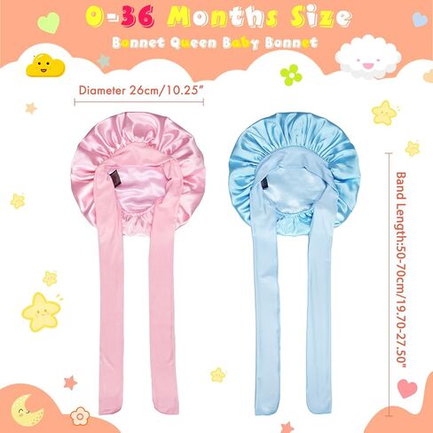 BONNET QUEEN 2Pcs Double Layer Baby Bonnet Kid Bonnet Satin Lined Bonnet Silk Bonnet for Girls Boys Toddler Infants with tie Band Bow 6-12 Months Pink+Lilac in Saudi Arabia