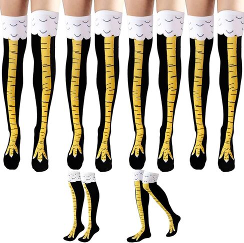 4 Pair Chicken Leg Socks,Novelty Under Knee High Socks Calf Socks Funny Party Gifts for Women,Men,Gym,White Elephant Gift Exchange in Saudi Arabia