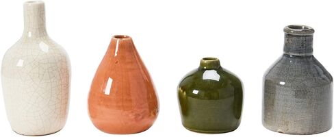 Creative Co-Op DA8327-1 Blue, Yellow, Green & White Terracotta Vases (Set of 4 Colors/Shapes) in Saudi Arabia