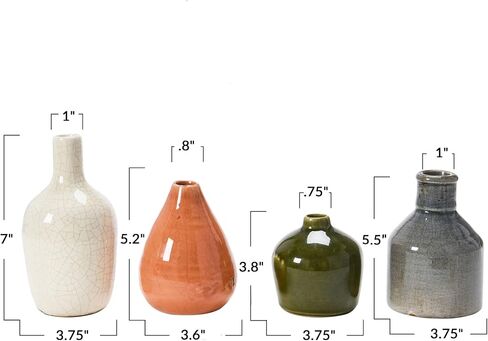 Creative Co-Op DA8327-1 Blue, Yellow, Green & White Terracotta Vases (Set of 4 Colors/Shapes) in Saudi Arabia