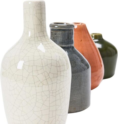 Creative Co-Op DA8327-1 Blue, Yellow, Green & White Terracotta Vases (Set of 4 Colors/Shapes) in Saudi Arabia