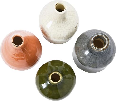 Creative Co-Op DA8327-1 Blue, Yellow, Green & White Terracotta Vases (Set of 4 Colors/Shapes) in Saudi Arabia