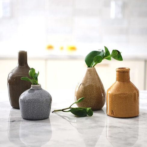 Creative Co-Op DA8327-1 Blue, Yellow, Green & White Terracotta Vases (Set of 4 Colors/Shapes) in Saudi Arabia