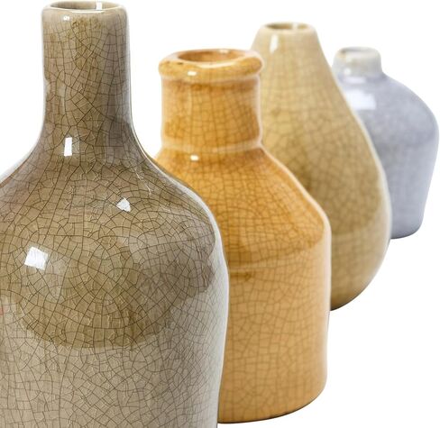 Creative Co-Op DA8327-1 Blue, Yellow, Green & White Terracotta Vases (Set of 4 Colors/Shapes) in Saudi Arabia