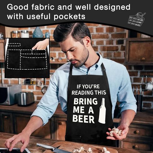 Funny Cooking Chef Apron with Pockets BBQ Kitchen Work Aprons Birthday Dad Creative Gifts in Saudi Arabia