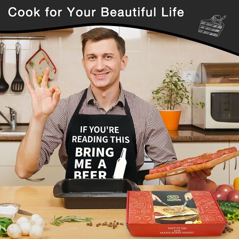 Funny Cooking Chef Apron with Pockets BBQ Kitchen Work Aprons Birthday Dad Creative Gifts in Saudi Arabia