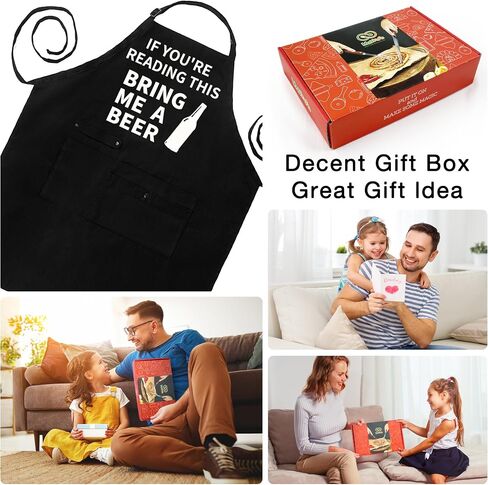 Funny Cooking Chef Apron with Pockets BBQ Kitchen Work Aprons Birthday Dad Creative Gifts in Saudi Arabia