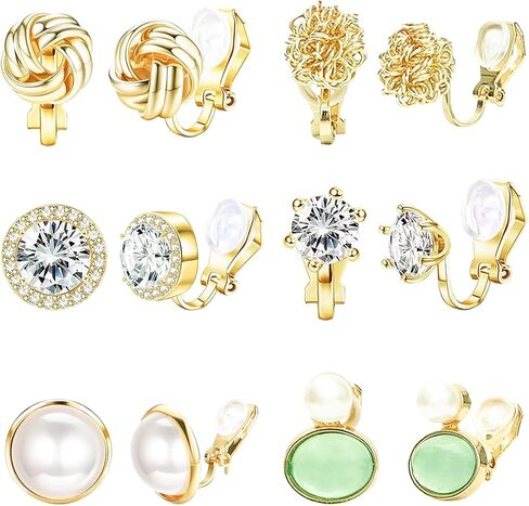 NEWITIN 6 أزواج زهرة كليب على الأقراط للنساء الأقراط هيبوالرجينيك اللؤلؤ ديزي زهرة شرابة الأقراط بيان طويل تتدلى الأقراط غير ثقب زهرة الأقراط للنساء in Kuwait