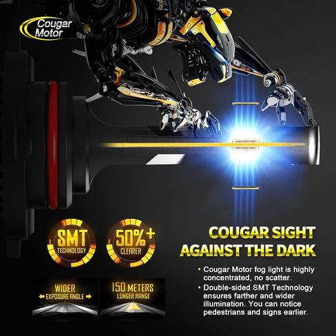 Cougar Motor H11 Light Bulbs, H11 Fog Lights H9 Light H8 Bulb 18000LM 6500K - Small Size with Silent Cooling Fan, Powersports ATV/UTV Fog Bulb, Non-polarity, Plug & Play - Pack of 2 in Saudi Arabia