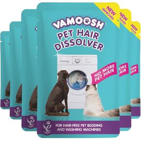 Vamoosh Pet Hair Dissolver for Laundry, 6x3.5oz (2 Boxes), Cat Fur Remover and Dog Hair Removal for Washing Machine (Up to 6 Washes), Laundry Machine Cleaner, Easily Dissolves Dog, Cat, and Animal Fur