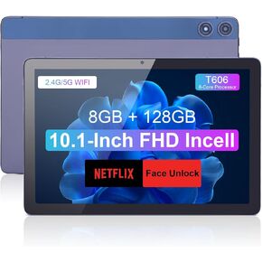 Android 12 Tablet 10 Inches, 2024 FHD 1920 * 1280 Screen Display, 128GB ROM Storage 8GB RAM, Qcta-Core Processor, GPS, WiFi, 6000 mAh Battery Life, Dual Cameras, Adults, Teenagers Gaming