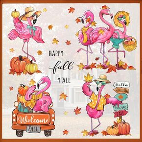 Mfault Fall Family Football Window Clings 9 Sheets, Autumn Game Time Red Truck Pumpkin Stickers Decals Decorations, Touch Down Rugby Jersey Helmet Seasonal Home Kitchen Decor