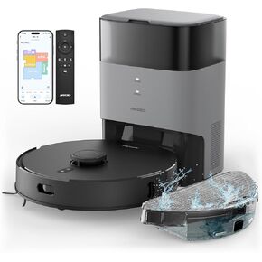 AIRROBO Robot Vacuum and Mop Combo, Self-Emptying, 60-Day Capacity, Home Mapping, Schedule, Wi-Fi/App/Alexa/Remote, 180mins Runtime, T20+ Robotic Vacuum Cleaner for Pet, Hard Floors, Carpet