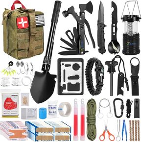 ABPIR Survival First Aid Kit, 170 PCS Survival Kits,Trauma Kit with Essential Survival Gear Emergency Medical Supplies for Hiking Camping Backpacking Outdoor Adventure, Gifts for Christmas Him Dad Men