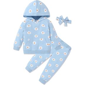 WESIDOM Toddler Girl Clothes Outfits Long Sleeve Hoodie Sweatshirt Pants Headband Toddler Girl Clothing Set