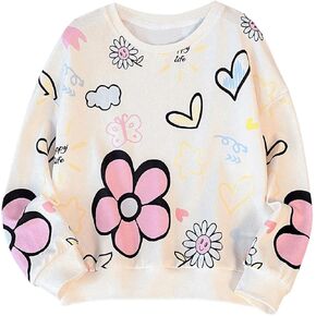 MakeMeChic Girl's Fall Cute Sweatshirt Crew Neck Long Sleeve Top Shirts