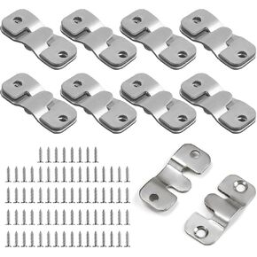 4 Hole Flush Wall Picture Hanger Hook with Screws, 18 Pieces Interlocking Stainless Steel Hanging Buckle Mirror Panel Connecting Concealed Hanger Art Gallery Clock Shelves Mirrors Hanging Hardware