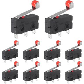 10Pcs Lead Limit Switch Long Straight Hinge Lever V-153-1C25 Lead Limit Switch SPDT Switch Silver Base Contact Roller Swing in Kuwait