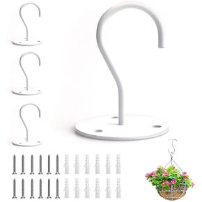 Sturdy Steel Ceiling Hooks for Hanging Plants - 4-Pack with Expansion Screws - Supports up to 80 lbs - Ideal for Courtyard and Garden Use