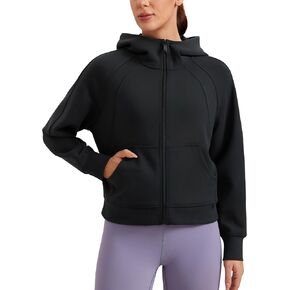 CRZ YOGA Womens SoftAura Full Zip Up Hoodie Workout Casual Hooded Sweatshirt Long Sleeve Athletic Jacket with Thumb Holes