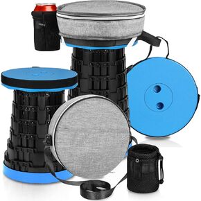 Collapsible Stool - Upgraded with 3 Slides Load Capacity 660lbs, Folding Camping Stool with 3-in-1 Carry Bag, Lightweight Sturdy Retractable Suitable for Camping Fishing Hiking BBQ (Black)
