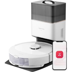 roborock Q8 Max+ Robot Vacuum and Mop, Self-Emptying, Hands-Free Cleaning for up to 7 Weeks, Reactive Tech Obstacle Avoidance, 5500 Pa Suction, DuoRoller Brush, APP-Controlled Mopping, Black
