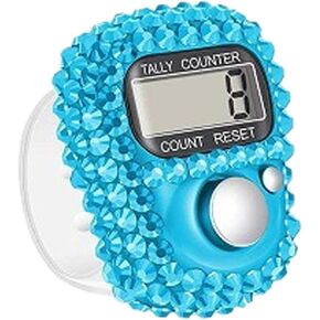 1 Pcs Blue Electronic Finger Tally Counter, Convenient Finger Clicker Counter, Portable Digital Display Tally Counter, Resettable Mini Lap Counter for Golf Goods Counting Lap Knitting Accessories