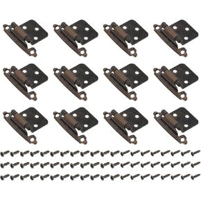 uxcell Cabinet Kitchen Inset Hinges, 24Pcs 1/2" Overlay Semi-Concealed Hinges Face Mount Cabinet Hardware Self-Closing Cabinet Hinges with Screws, Golden