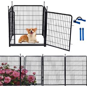 Garden Fencing 40 inch High, Dog Fence Outdoor for Yard, 21"Wide Low Threshold Gate, Heavy Duty Metal Fencing for Garden Beds, Animal Barrier Fence,Garden Fence Border, 4 Panels Total 8.9 Ft