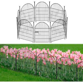 Tall Garden Fence with Gate, 32 in(H) x35 Ft(L) Garden Fencing Animal Barrier, 16 Panels Dog Digging Fence Barrier, Black Rustproof Garden Fence Border, Flower Bed Fencing for Outdoor Yard