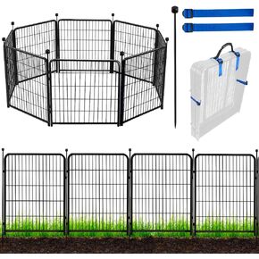 ADAVIN Metal Garden Fence with Gate, 36 in(H) 10 Panels Heavy Duty Iron Animal Barrier Fence, Indoor or Outdoor Dog Playpen, Portable Fencing, No Dig Garden Border Fencing for Yard. Total 22.1 FT(L) in Saudi Arabia